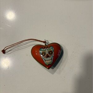 Paper Source Orange Heart Ornament with Sugar Skull